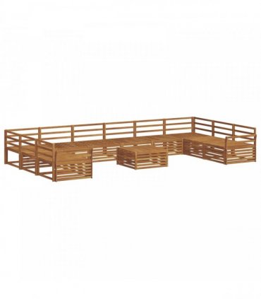 vidaXL Outdoor Sofa Set 11 pcs 10-Seaters Natural Solid Acacia Wood