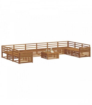 vidaXL Outdoor Sofa Set 11 pcs 10-Seaters Natural Solid Acacia Wood