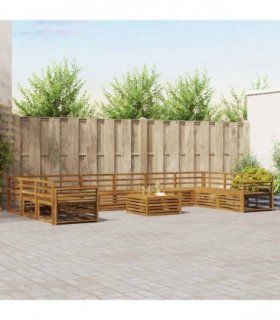 vidaXL Outdoor Sofa Set 11 pcs 10-Seaters Natural Solid Acacia Wood