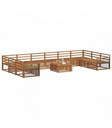 vidaXL Outdoor Sofa Set 11 pcs 10-Seaters Natural Solid Acacia Wood