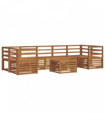 vidaXL Outdoor Sofa Set 8 pcs 7-Seaters Natural Solid Acacia Wood