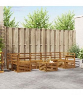 vidaXL Outdoor Sofa Set 8 pcs 7-Seaters Natural Solid Acacia Wood