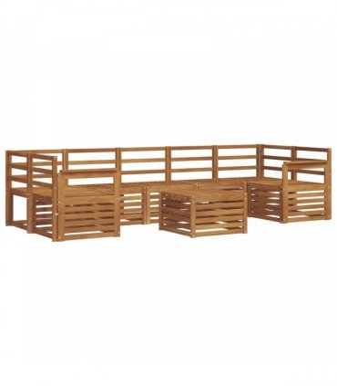 vidaXL Outdoor Sofa Set 8 pcs 7-Seaters Natural Solid Acacia Wood