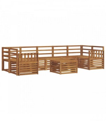 vidaXL Outdoor Sofa Set 8 pcs 7-Seaters Natural Solid Acacia Wood