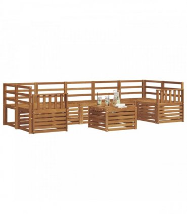 vidaXL Outdoor Sofa Set 8 pcs 7-Seaters Natural Solid Acacia Wood