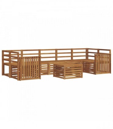 vidaXL Outdoor Sofa Set 8 pcs 7-Seaters Natural Solid Acacia Wood