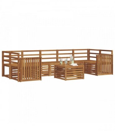 vidaXL Outdoor Sofa Set 8 pcs 7-Seaters Natural Solid Acacia Wood
