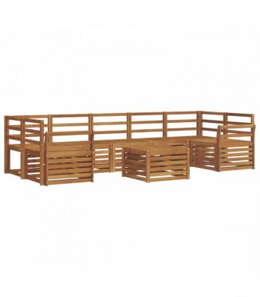 vidaXL Outdoor Sofa Set 8 pcs 7-Seaters Natural Solid Acacia Wood