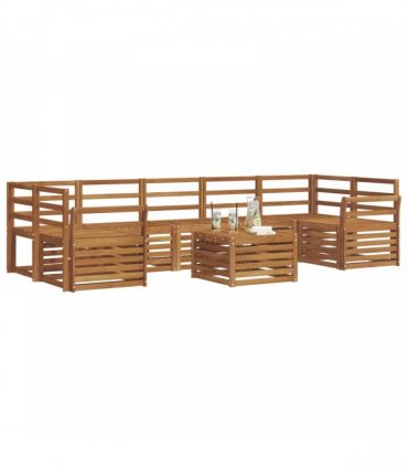 vidaXL Outdoor Sofa Set 8 pcs 7-Seaters Natural Solid Acacia Wood