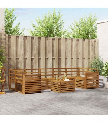 vidaXL Outdoor Sofa Set 8 pcs 7-Seaters Natural Solid Acacia Wood