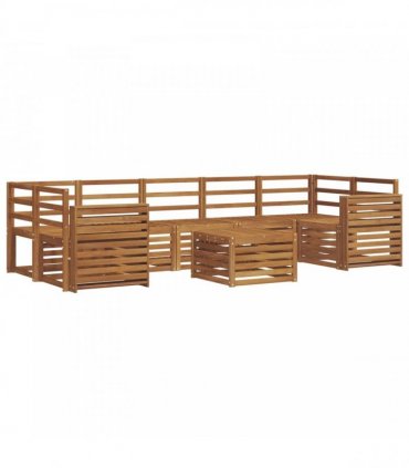 vidaXL Outdoor Sofa Set 8 pcs 7-Seaters Natural Solid Acacia Wood