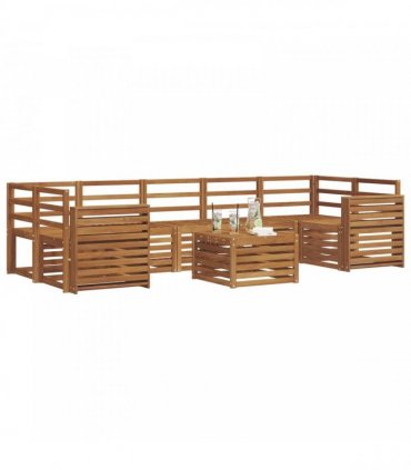 vidaXL Outdoor Sofa Set 8 pcs 7-Seaters Natural Solid Acacia Wood
