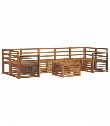 vidaXL Outdoor Sofa Set 8 pcs 7-Seaters Natural Solid Acacia Wood