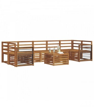vidaXL Outdoor Sofa Set 8 pcs 7-Seaters Natural Solid Acacia Wood