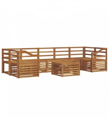 vidaXL Outdoor Sofa Set 8 pcs 7-Seaters Natural Solid Acacia Wood