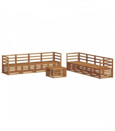 vidaXL Outdoor Sofa Set 9 pcs 8-Seaters Natural Solid Acacia Wood