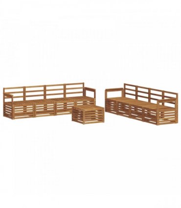 vidaXL Outdoor Sofa Set 9 pcs 8-Seaters Natural Solid Acacia Wood