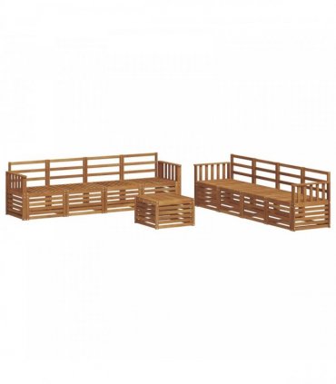 vidaXL Outdoor Sofa Set 9 pcs 8-Seaters Natural Solid Acacia Wood