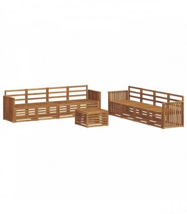 vidaXL Outdoor Sofa Set 9 pcs 8-Seaters Natural Solid Acacia Wood