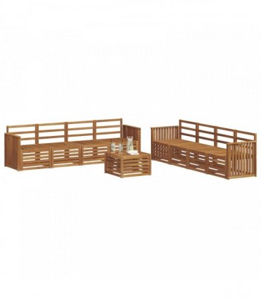 vidaXL Outdoor Sofa Set 9 pcs 8-Seaters Natural Solid Acacia Wood