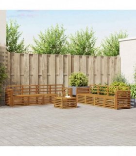 vidaXL Outdoor Sofa Set 9 pcs 8-Seaters Natural Solid Acacia Wood