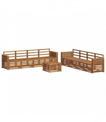 vidaXL Outdoor Sofa Set 9 pcs 8-Seaters Natural Solid Acacia Wood