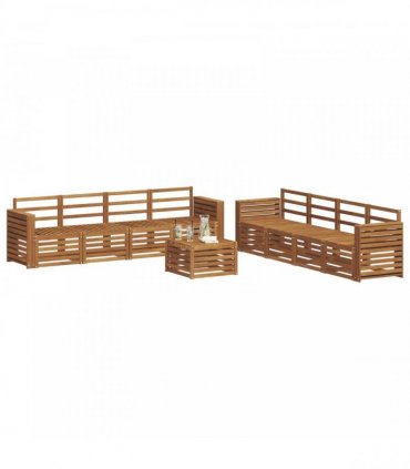 vidaXL Outdoor Sofa Set 9 pcs 8-Seaters Natural Solid Acacia Wood