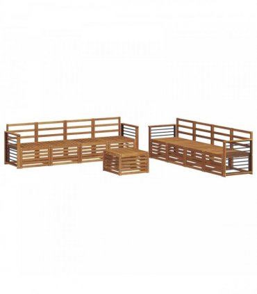 vidaXL Outdoor Sofa Set 9 pcs 8-Seaters Natural Solid Acacia Wood