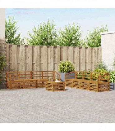 vidaXL Outdoor Sofa Set 9 pcs 8-Seaters Natural Solid Acacia Wood