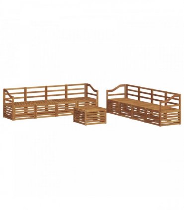 vidaXL Outdoor Sofa Set 9 pcs 8-Seaters Natural Solid Acacia Wood