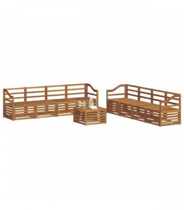 vidaXL Outdoor Sofa Set 9 pcs 8-Seaters Natural Solid Acacia Wood