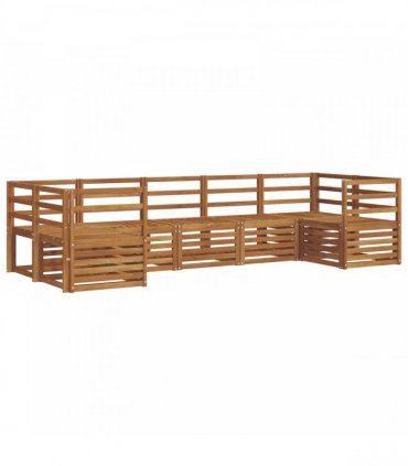 vidaXL Outdoor Sofa Set 7 pcs 7-Seaters Natural Solid Acacia Wood