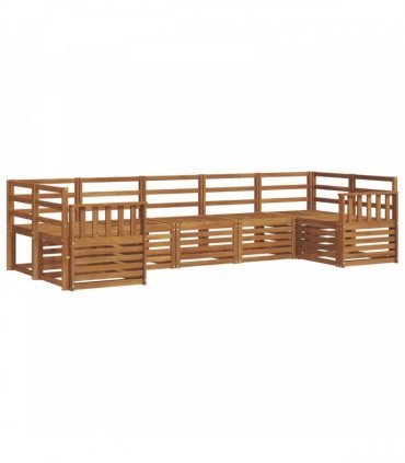 vidaXL Outdoor Sofa Set 7 pcs 7-Seaters Natural Solid Acacia Wood