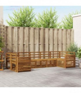 vidaXL Outdoor Sofa Set 7 pcs 7-Seaters Natural Solid Acacia Wood