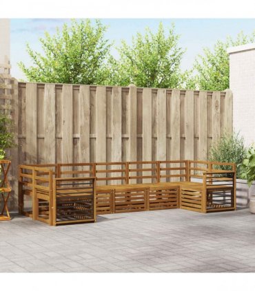 vidaXL Outdoor Sofa Set 7 pcs 7-Seaters Natural Solid Acacia Wood