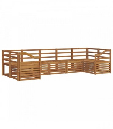 vidaXL Outdoor Sofa Set 7 pcs 7-Seaters Natural Solid Acacia Wood