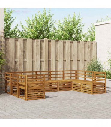 vidaXL Outdoor Sofa Set 9 pcs 9-Seaters Natural Solid Acacia Wood