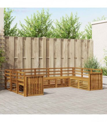 vidaXL Outdoor Sofa Set 9 pcs 9-Seaters Natural Solid Acacia Wood