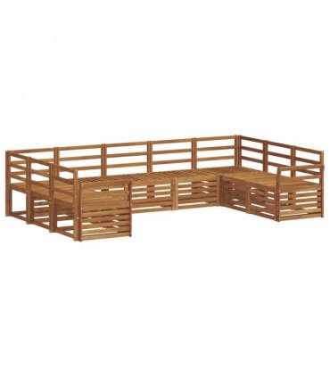 vidaXL Outdoor Sofa Set 9 pcs 9-Seaters Natural Solid Acacia Wood