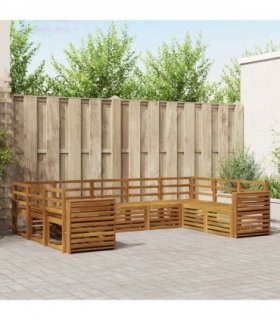 vidaXL Outdoor Sofa Set 9 pcs 9-Seaters Natural Solid Acacia Wood