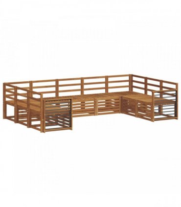 vidaXL Outdoor Sofa Set 9 pcs 9-Seaters Natural Solid Acacia Wood
