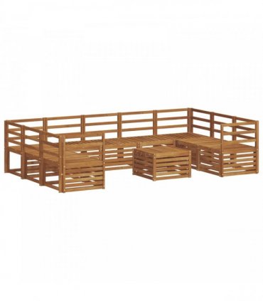 vidaXL Outdoor Sofa Set 10 pcs 9-Seaters Natural Solid Acacia Wood