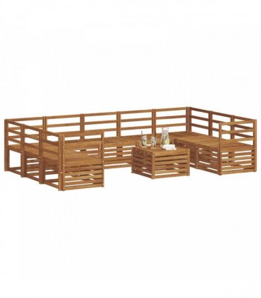 vidaXL Outdoor Sofa Set 10 pcs 9-Seaters Natural Solid Acacia Wood
