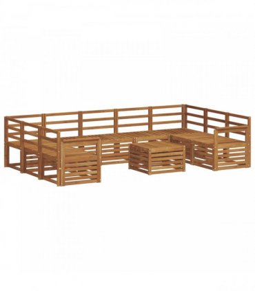 vidaXL Outdoor Sofa Set 10 pcs 9-Seaters Natural Solid Acacia Wood