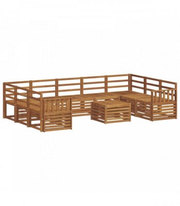 vidaXL Outdoor Sofa Set 10 pcs 9-Seaters Natural Solid Acacia Wood