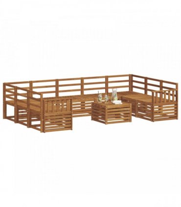 vidaXL Outdoor Sofa Set 10 pcs 9-Seaters Natural Solid Acacia Wood
