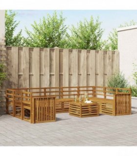 vidaXL Outdoor Sofa Set 10 pcs 9-Seaters Natural Solid Acacia Wood