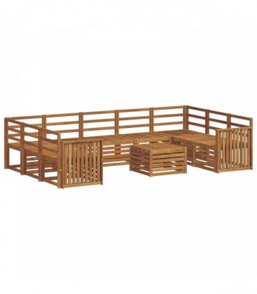 vidaXL Outdoor Sofa Set 10 pcs 9-Seaters Natural Solid Acacia Wood