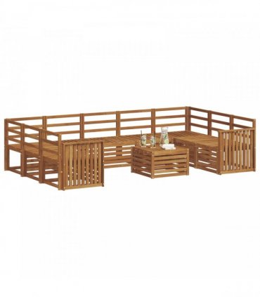 vidaXL Outdoor Sofa Set 10 pcs 9-Seaters Natural Solid Acacia Wood