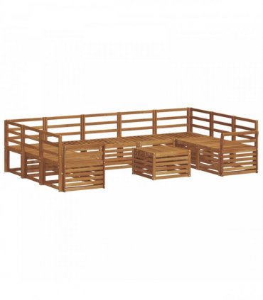 vidaXL Outdoor Sofa Set 10 pcs 9-Seaters Natural Solid Acacia Wood